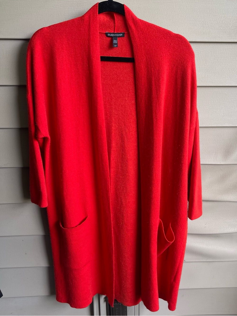 Eileen Fisher Womens Merino Wool Cashmere Long Cardigan Size Small Red Holiday